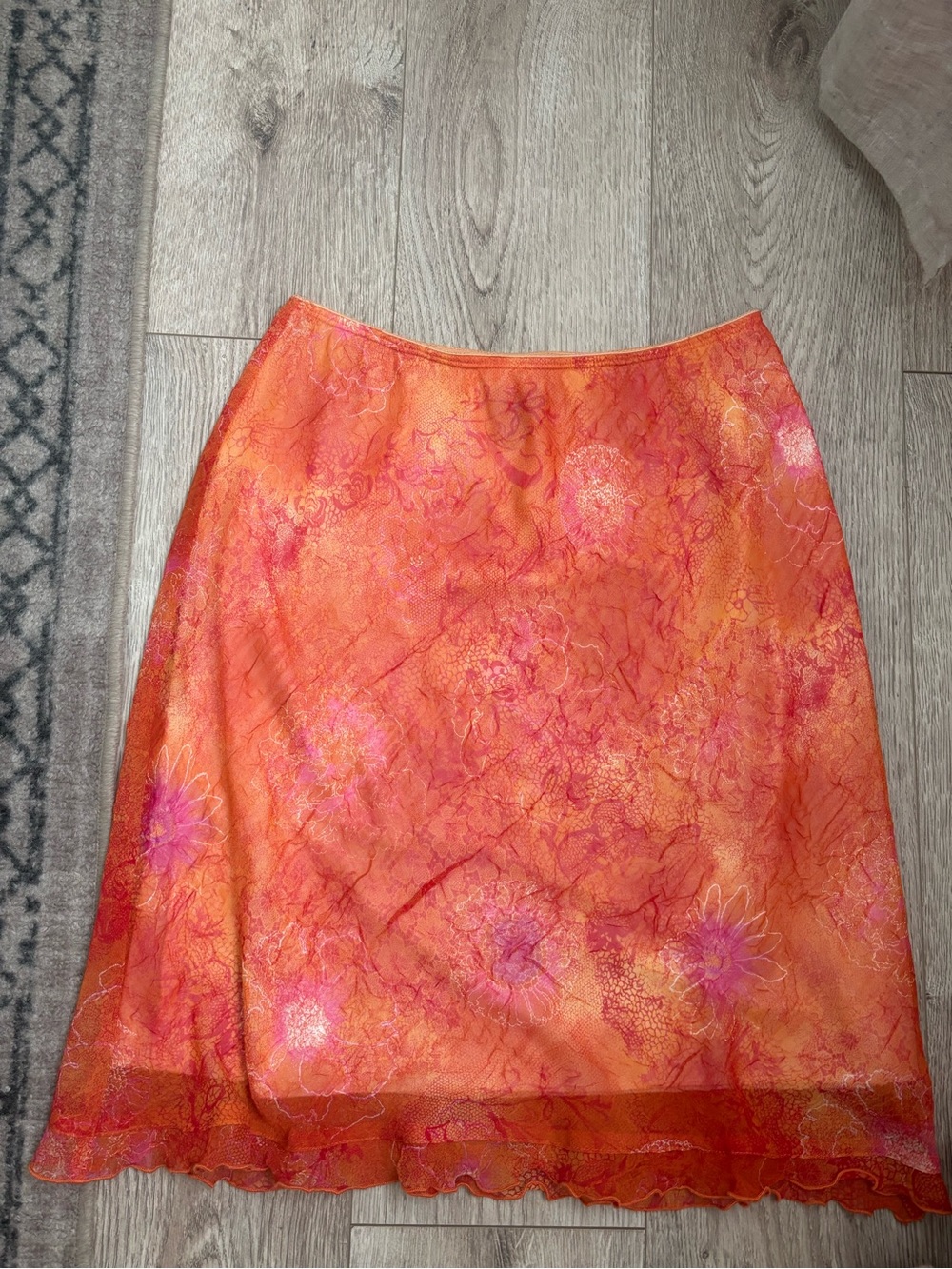Vintage Pazo Orange Floral A-Line Skirt